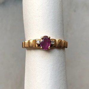 Vintage 14K Ruby & Diamond ring, size 6.5